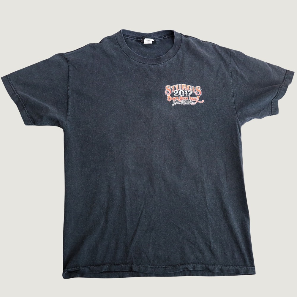 Hot Leathers Sturgis 2017‎ T-Shirt Men Large Black 77th Anniversary Graphic Tee